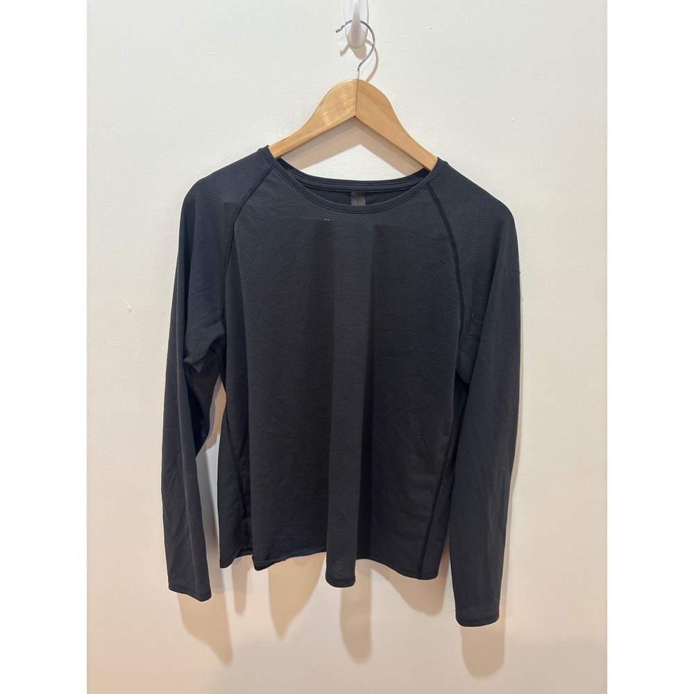 Outdoor Voices Womens Long Sleeve Active Top Charcoal Black Mesh Raglan Large